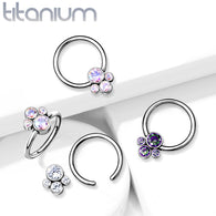 Implant Titanium CZ Pet Paw Captive Rings Ear Cartilage Nose Septum Ring