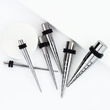 Bump Down Solid Surgical Stainless Steel Taper Ear Plugs
