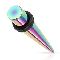 Rainbow Titanium Over Surgical Steel Ear Taper Ear Plugs