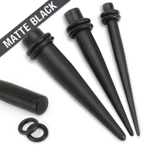 Matte Black Titanium Ear Taper Stretching Kit Ear Plugs