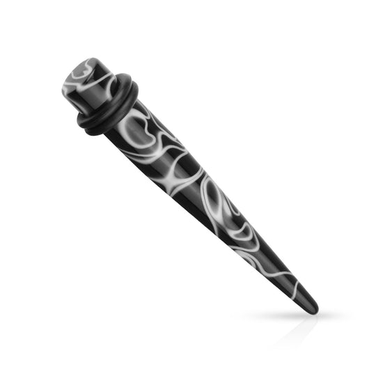 Basic Black Marble Swirl Acrylic Ear Taper Ear Plugs