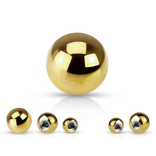 5 Pc Pack Threaded Yellow Gold balls For Tragus Eyebrow Cartilage Labret Piercing