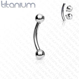 Basic CZ Titanium Internal Threaded Curved Barbell Eyebrow Rings 16GA