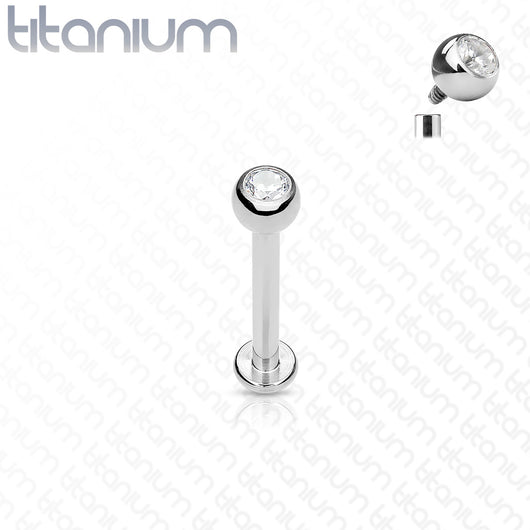 Implant Titanium 3mm CZ Internally Threaded Labret Monroe Studs