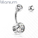 6 mm Or 8 mm Crystal Bezel Set Implant Grade Solid Titanium Belly Button Rings