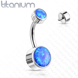 6 mm Opal Bezel Set Implant Grade Solid Titanium Belly Button Rings