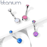 6 mm Opal Bezel Set Implant Grade Solid Titanium Belly Button Rings