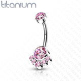 Implant Grade Titanium CZ Cluster Navel Belly Button Ring