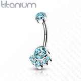 Implant Grade Titanium CZ Cluster Navel Belly Button Ring