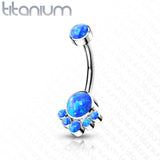 Implant Grade Titanium Opal Cluster Navel Belly Button Ring