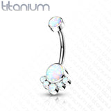 Implant Grade Titanium Opal Cluster Navel Belly Button Ring