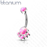 Implant Grade Titanium Opal Cluster Navel Belly Button Ring