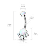 Implant Grade Titanium Opal Cluster Navel Belly Button Ring