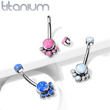 Implant Grade Titanium Opal Cluster Navel Belly Button Ring