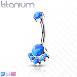 Implant Grade Titanium Opal Cluster Navel Belly Button Ring