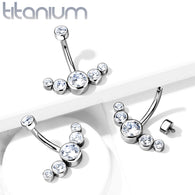 Implant Grade Titanium CZ Bezel Set Navel Belly Button Ring