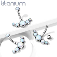 Implant Grade Titanium Opal Bezel Set Navel Belly Button Ring