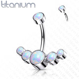 Implant Grade Titanium Opal Bezel Set Navel Belly Button Ring