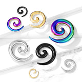 1 Pc Solid 316L Colored Stainless Steel Ear Spiral Tapers Ear Plugs