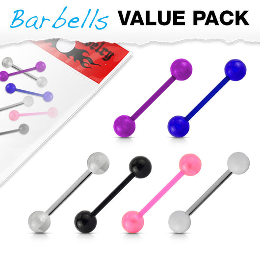 Value Pack 6 Pcs Bio Flex Barbells Tongue Ring