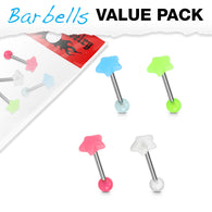 Value Pack 4 Pcs Glow in the Dark Star Tongue Rings