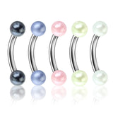 Coat Acrylic Balls Surgical Steel Eyebrow Curve Ring Pack