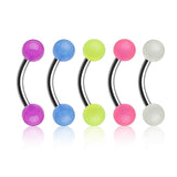 Glow in the Dark Balls Surgical Steel Eyebrow Curve Ring Pack
