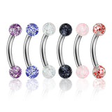 Glitter Balls Surgical Steel Eyebrow Curve Ring Pack