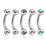 CZ Balls Surgical Steel Eyebrow Curve Ring Pack