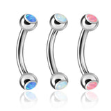 Opal Balls Surgical Steel Eyebrow Curve Ring Pack