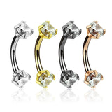 CZ Internal Threaded Surgical Steel Eyebrow Curve Ring Pack