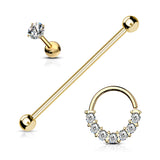 3 Pc  Value Pack Industrial Barbell CZ Studs CZ Hoop Ear Cartilage Tragus Helix