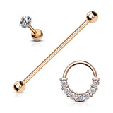 3 Pc  Value Pack Industrial Barbell CZ Studs CZ Hoop Ear Cartilage Tragus Helix