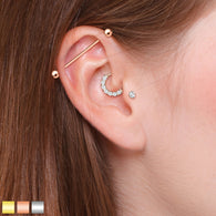 3 Pc  Value Pack Industrial Barbell CZ Studs CZ Hoop Ear Cartilage Tragus Helix