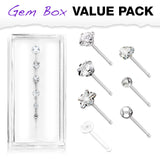 7 Pc Package 20G Essential Surgical Steel  Nose Stud Rings