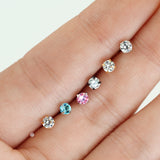 7 Pc 20G Prong Set CZ Surgical Steel Retainer L Bend Nose Stud Rings Box