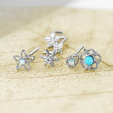6 Pc 20G Assorted Opal CZ Surgical Steel L Bend Nose Stud Rings Box