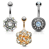 3 Pc Box Package Assort CZ Navel Belly Button Rings