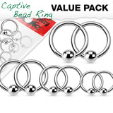 4 Pairs Mixed Sz 316L Surgical Steel Captive Bead Rings Helix Tragus