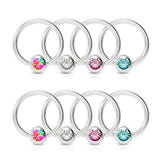 4 Pairs CZ  316L Surgical Steel Captive Bead Rings Helix Tragus