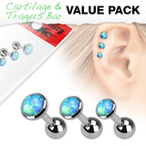 Value Pack 3 Pcs Opal Cartilage Tragus Helix Barbell Studs