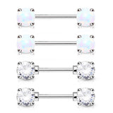 2 Pair of Value Pack Opal CZ Front Facing Surgical Steel Barbell Nipple Rings