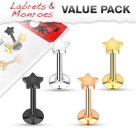 Value Pack 4 Pcs Star Top IP Lip Labret Monroe Studs