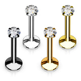 Internally Threaded CZ Top Labret Monroe Ear Cartilage Studs