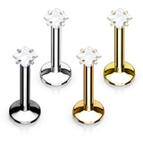 Internally Threaded Square CZ Labret Monroe Ear Cartilage Studs