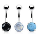 3 Pc Package Assorted Precious Stone Navel Belly Button Rings