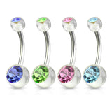 4 Pc Pack Of Double CZ Acrylic Ball Navel Belly Button Rings