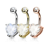 3 Pc Value Pack Of Heart Gold Plated CZ Navel Belly Button Rings