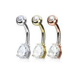 3 Pc Value Pack Of Tear Drop CZ Navel Belly Button Rings