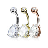 3 Pc Value Pack Of Tear Drop CZ Navel Belly Button Rings